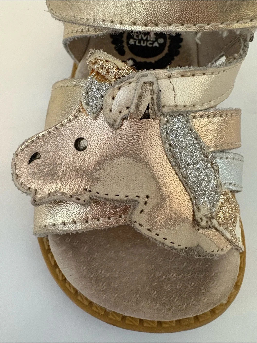 Livie & Luca metallic gold silver unicorn sandals PLAY size 4
